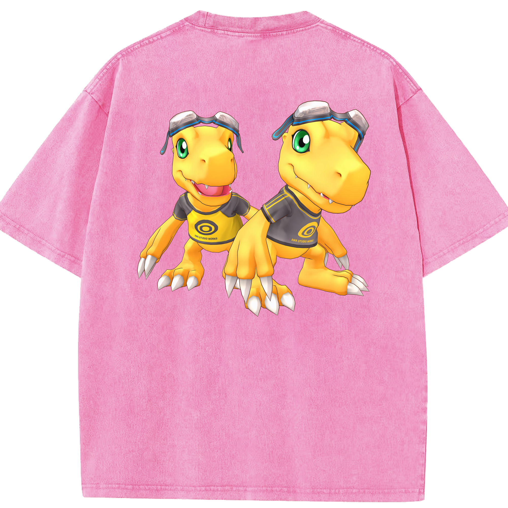 （画像用） Digimon デジタルモンスター/デジモン 綿100% ヴィンテージ風 半袖Tシャツ（背面プリント）